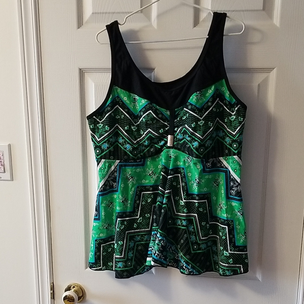 Green and Black Patterned Tank Top
